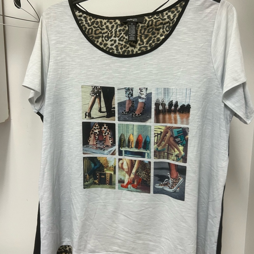Style & Co. Women's Graphic Tee with Leopard Accents